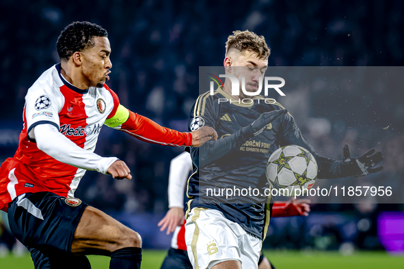 Feyenoord Rotterdam midfielder Quinten Timber and Sparta Praha forward Albion Rrahmani play during the match between Feyenoord and Sparta Pr...