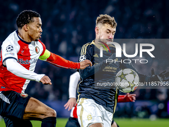 Feyenoord Rotterdam midfielder Quinten Timber and Sparta Praha forward Albion Rrahmani play during the match between Feyenoord and Sparta Pr...