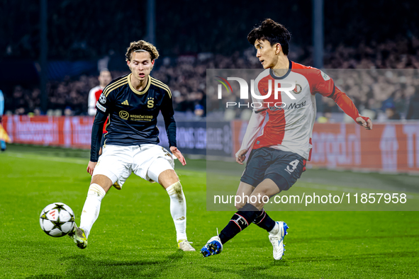 Sparta Praha midfielder Markus Solbakken and Feyenoord Rotterdam midfielder Inbeom Hwang play during the match between Feyenoord and Sparta...