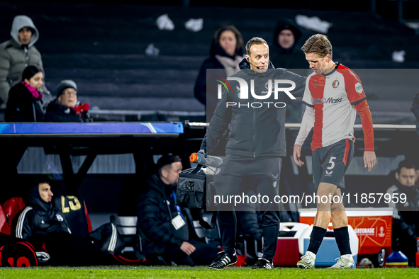 Feyenoord Rotterdam defender Gijs Smal participates in the match between Feyenoord and Sparta Praha at Stadium De Kuip for the Champions Lea...