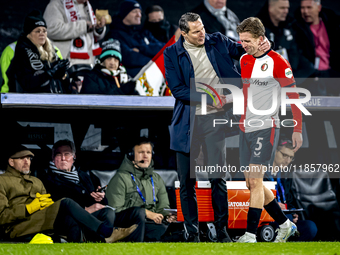 Feyenoord Rotterdam trainer Brian Priske and Feyenoord Rotterdam defender Gijs Smal are present during the match between Feyenoord and Spart...