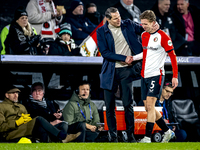 Feyenoord Rotterdam trainer Brian Priske and Feyenoord Rotterdam defender Gijs Smal are present during the match between Feyenoord and Spart...