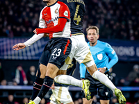 Feyenoord Rotterdam forward Anis Hadj Moussa and Sparta Praha midfielder Markus Solbakken participate in the match between Feyenoord and Spa...