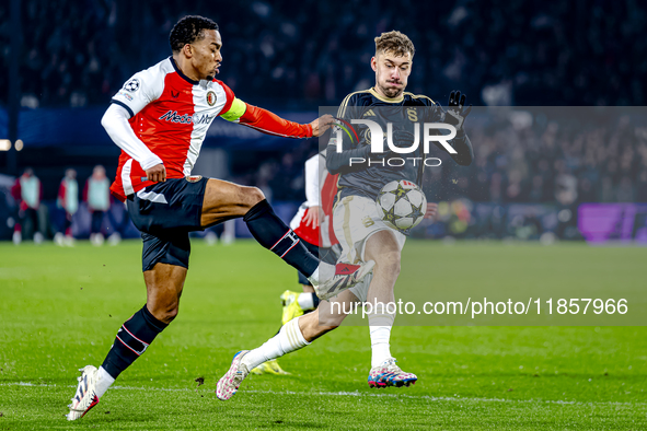 Feyenoord Rotterdam midfielder Quinten Timber and Sparta Praha forward Albion Rrahmani play during the match between Feyenoord and Sparta Pr...