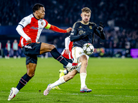 Feyenoord Rotterdam midfielder Quinten Timber and Sparta Praha forward Albion Rrahmani play during the match between Feyenoord and Sparta Pr...