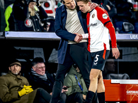 Feyenoord Rotterdam trainer Brian Priske and Feyenoord Rotterdam defender Gijs Smal are present during the match between Feyenoord and Spart...