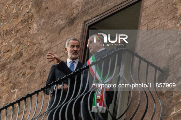 The King of Spain, Felipe VI, is welcomed by the mayor of Rome, Roberto Gualtieri, at the Capitoline Hill in Rome, Italy, on December 11, 20...