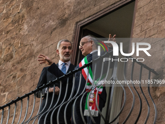 The King of Spain, Felipe VI, is welcomed by the mayor of Rome, Roberto Gualtieri, at the Capitoline Hill in Rome, Italy, on December 11, 20...