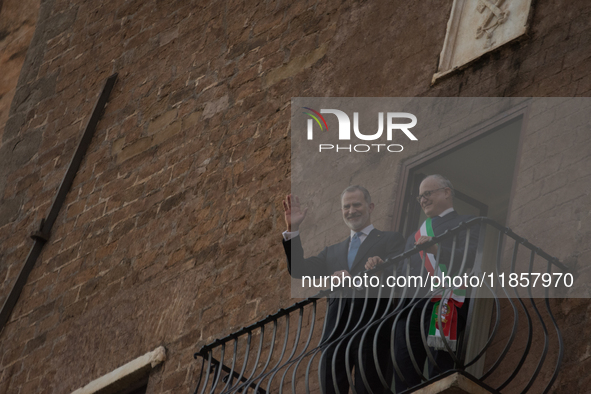 The King of Spain, Felipe VI, is welcomed by the mayor of Rome, Roberto Gualtieri, at the Capitoline Hill in Rome, Italy, on December 11, 20...