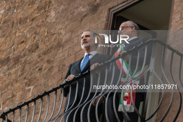 The King of Spain, Felipe VI, is welcomed by the mayor of Rome, Roberto Gualtieri, at the Capitoline Hill in Rome, Italy, on December 11, 20...