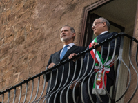 The King of Spain, Felipe VI, is welcomed by the mayor of Rome, Roberto Gualtieri, at the Capitoline Hill in Rome, Italy, on December 11, 20...