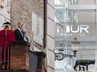 The King of Spain, Felipe VI, is welcomed by the mayor of Rome, Roberto Gualtieri, at the Capitoline Hill in Rome, Italy, on December 11, 20...