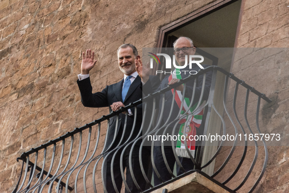 The King of Spain, Felipe VI, is welcomed by the mayor of Rome, Roberto Gualtieri, at the Capitoline Hill in Rome, Italy, on December 11, 20...