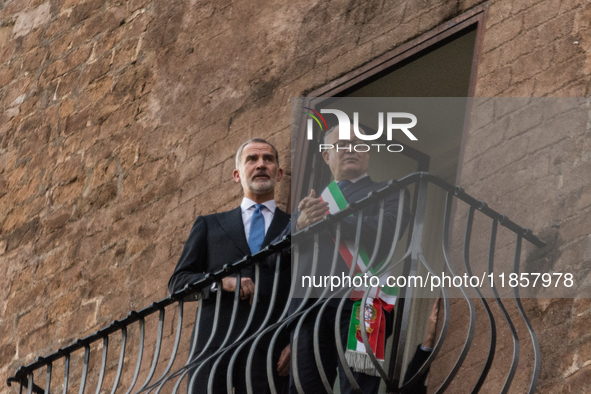 The King of Spain, Felipe VI, is welcomed by the mayor of Rome, Roberto Gualtieri, at the Capitoline Hill in Rome, Italy, on December 11, 20...