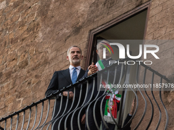 The King of Spain, Felipe VI, is welcomed by the mayor of Rome, Roberto Gualtieri, at the Capitoline Hill in Rome, Italy, on December 11, 20...