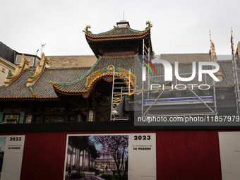 In Paris, France, on November 12, 2024, La Pagode, the oldest 'Art et Essai' cinema in Paris, which closed in 2015, continues its restoratio...