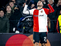 Feyenoord Rotterdam forward Santiago Gimenez scores the 4-1 and celebrates the goal during the match between Feyenoord and Sparta Praha at S...