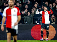 Feyenoord Rotterdam forward Santiago Gimenez scores the 4-1 and celebrates the goal during the match between Feyenoord and Sparta Praha at S...