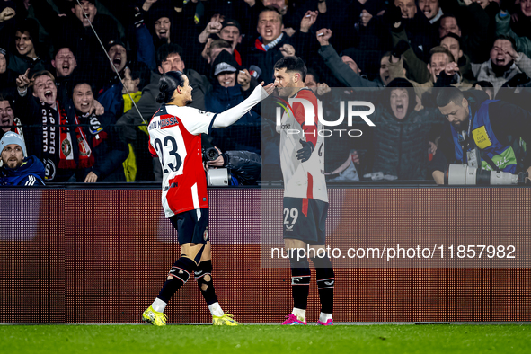 Feyenoord Rotterdam forward Santiago Gimenez scores the 4-1 and celebrates the goal during the match between Feyenoord and Sparta Praha at S...