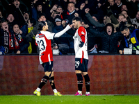 Feyenoord Rotterdam forward Santiago Gimenez scores the 4-1 and celebrates the goal during the match between Feyenoord and Sparta Praha at S...