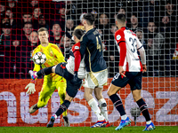 Feyenoord Rotterdam forward Santiago Gimenez scores the 4-1 during the match between Feyenoord and Sparta Praha at Stadium De Kuip for the C...