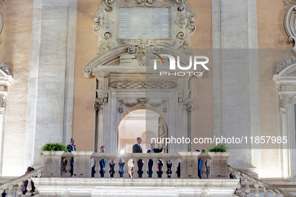 The King of Spain, Felipe VI, is welcomed by the mayor of Rome, Roberto Gualtieri, at the Capitoline Hill in Rome, Italy, on December 11, 20...