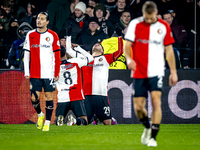 Feyenoord Rotterdam forward Santiago Gimenez scores the 4-1 and celebrates the goal during the match between Feyenoord and Sparta Praha at S...