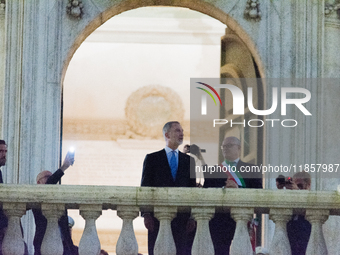 The King of Spain, Felipe VI, is welcomed by the mayor of Rome, Roberto Gualtieri, at the Capitoline Hill in Rome, Italy, on December 11, 20...