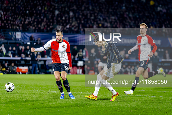 During the match between Feyenoord and Sparta Praha at Stadium De Kuip for the Champions League - League phase - Matchday 6 of the 2024-2025...