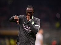 Tammy Abraham of AC Milan celebrates after scoring his team's second goal during the UEFA Champions League match between AC Milan and FK Crv...