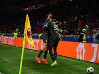 Tammy Abraham of AC Milan celebrates after scoring his team's second goal during the UEFA Champions League match between AC Milan and FK Crv...