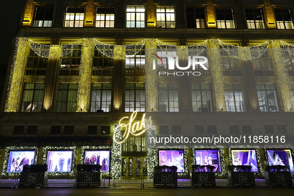 The entrance of Saks Fifth Avenue in New York, N.Y., on December 10, 2024. 