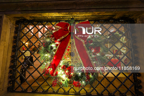 The decorations are in the courtyard of the Lotte New York Palace in New York, N.Y., on December 10, 2024. 