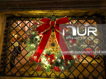 The decorations are in the courtyard of the Lotte New York Palace in New York, N.Y., on December 10, 2024. (