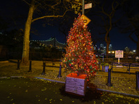 The Sutton Place Christmas Tree is located at the end of E.57th Street in New York, N.Y., on December 8, 2024. (