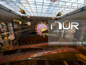 Christmas decorations are on display at the Hudson Yards Mall in New York, N.Y., on December 8, 2024. (