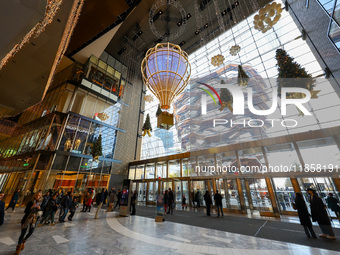 Christmas decorations are on display at the Hudson Yards Mall in New York, N.Y., on December 8, 2024. (