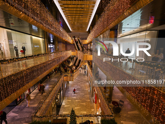 Christmas decorations are on display at the Hudson Yards Mall in New York, N.Y., on December 8, 2024. (