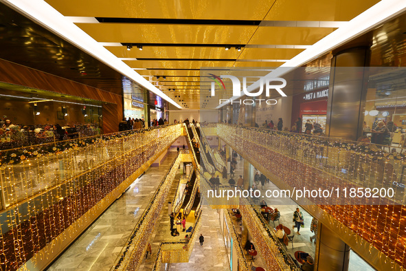 Christmas decorations are on display at the Hudson Yards Mall in New York, N.Y., on December 8, 2024. 