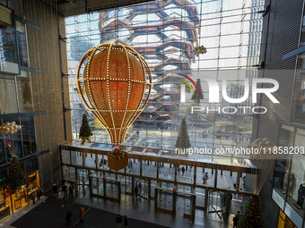 Christmas decorations are on display at the Hudson Yards Mall in New York, N.Y., on December 8, 2024. (