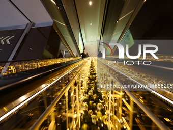 Christmas decorations are on display at the Hudson Yards Mall in New York, N.Y., on December 8, 2024. (