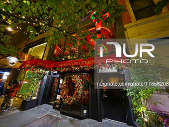 Decorations are outside Bruno's Steak House on E.56th Street in New York, N.Y., on December 8, 2024. (