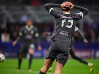 Francesco Camarda of AC Milan looks on during the UEFA Champions League match between AC Milan and FK Crvena Zvezda at Giuseppe Meazza in Mi...