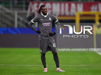 Rafael Leao of AC Milan looks on during the UEFA Champions League match between AC Milan and FK Crvena Zvezda at Giuseppe Meazza in Milan, I...