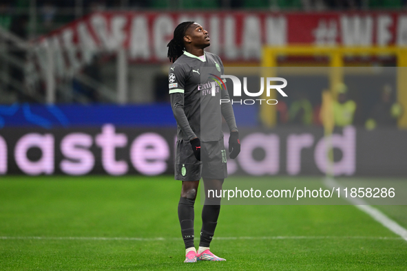 Rafael Leao of AC Milan looks on during the UEFA Champions League match between AC Milan and FK Crvena Zvezda at Giuseppe Meazza in Milan, I...