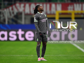 Rafael Leao of AC Milan looks on during the UEFA Champions League match between AC Milan and FK Crvena Zvezda at Giuseppe Meazza in Milan, I...