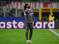 Rafael Leao of AC Milan looks on during the UEFA Champions League match between AC Milan and FK Crvena Zvezda at Giuseppe Meazza in Milan, I...