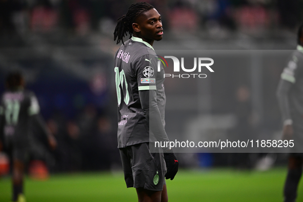 Rafael Leao of AC Milan looks on during the UEFA Champions League match between AC Milan and FK Crvena Zvezda at Giuseppe Meazza in Milan, I...