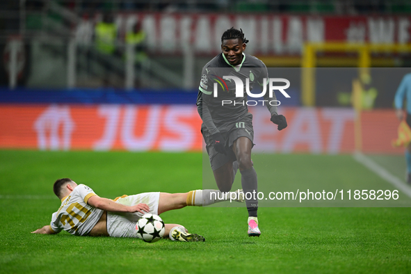 Rafael Leao of AC Milan is in action during the UEFA Champions League match between AC Milan and FK Crvena Zvezda at Giuseppe Meazza in Mila...