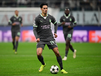 Tjjani Reijnders of AC Milan is in action during the UEFA Champions League match between AC Milan and FK Crvena Zvezda at Giuseppe Meazza in...